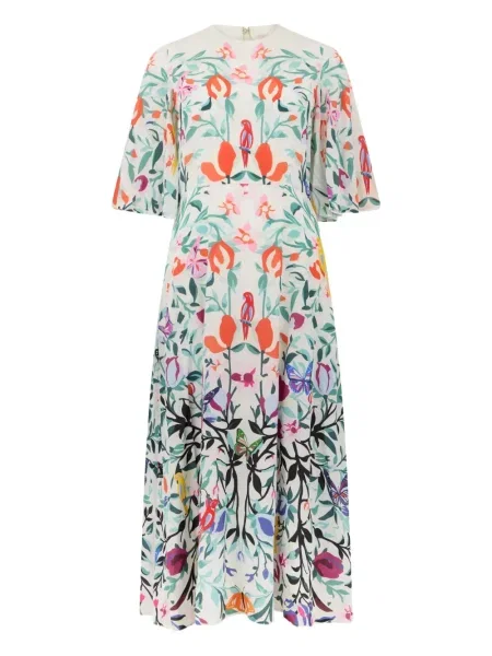 Rochie midi Valentino Garavani cu model floral cu imagine de costum alb