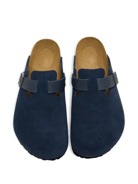 Papuci de casă Birkenstock din piele de căprioară albastru