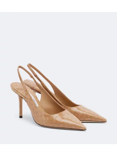 Pantofi cu toc Jimmy Choo din piele slingback bej
