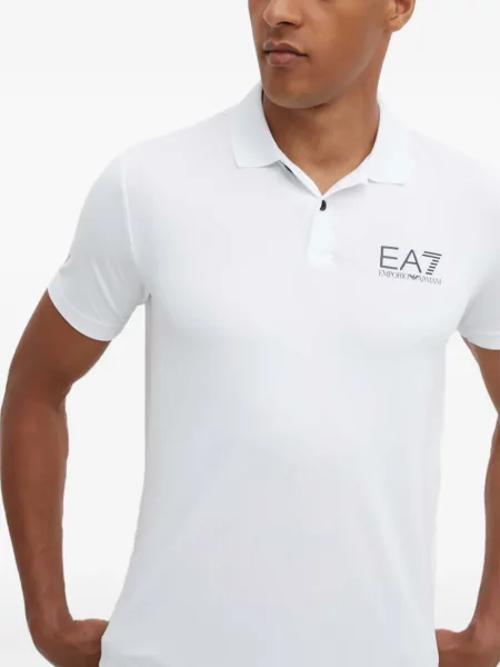 Къс поло тениска Ea7 Emporio Armani с принт бяло