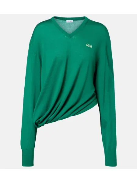 Pulover Loewe de lână asimetric verde