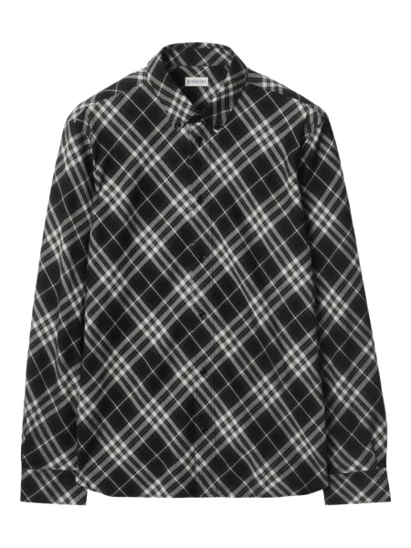 Cămașă Burberry în carouri de flanelă negru