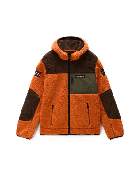 NAPAPIJRI Jachetă fleece Yupik maro închis / oliv / închis portocaliu