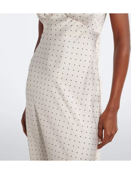 Rochie midi Faithfull din satin cu buline alb