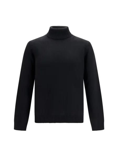 Sweter z golfem Roberto Collina wełniany czarny
