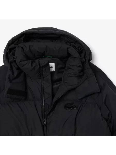 Lacoste Długa Oversize'Owa Kurtka Puchowa Z Logo czarna