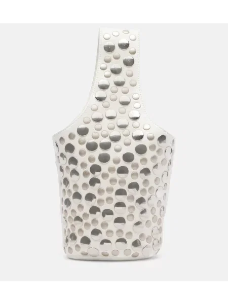 Geantă bucket Khaite din piele cu tepi alb