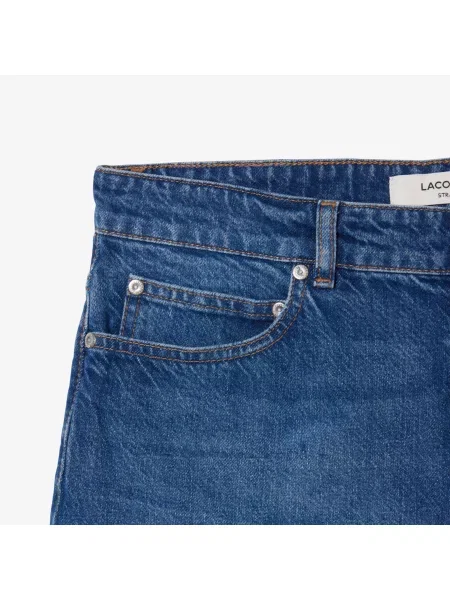 Lacoste Bermudy Jeansowe O Prostym Kroju niebieskie