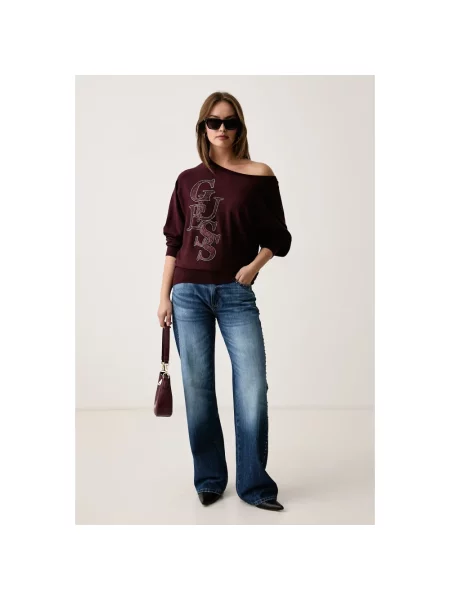 Sweter Guess z logo czerwony