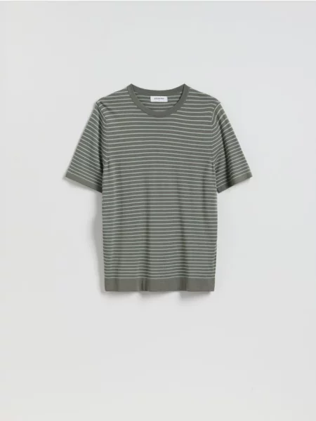 Reserved Pulover cu mâneci scurte verde-metalizat verde