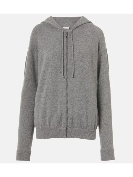 Hanorac cu glugă The Row din cașmir gri