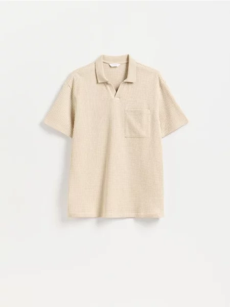Reserved Tricou polo comfort fit din structurat bej