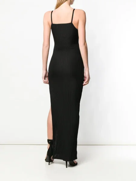 Rochie Balmain tricotate cu crăpătură de costum negru