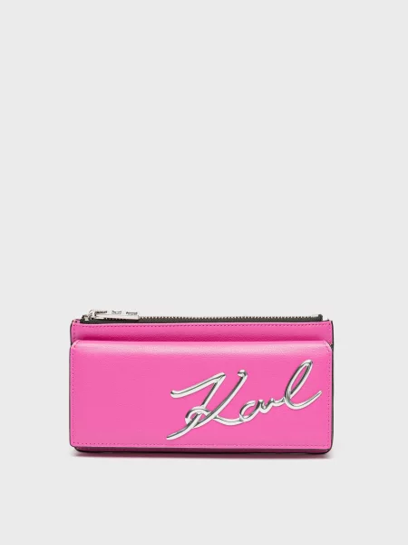 Шкіряна сумка Karl Lagerfeld K/Signature рожева