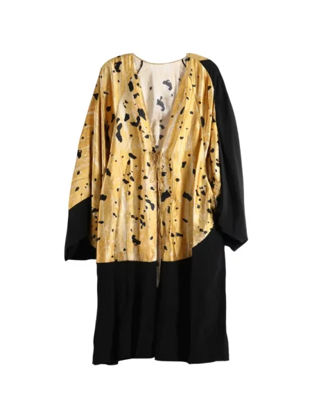 Palton Yangkehan de mătase cu model floral cu imagine galben