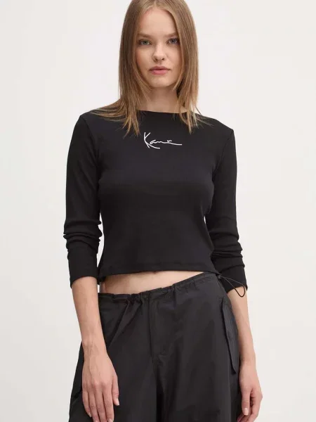 T-shirt Karl Kani Small Signature Short Rib Longsleeve Black M czarna