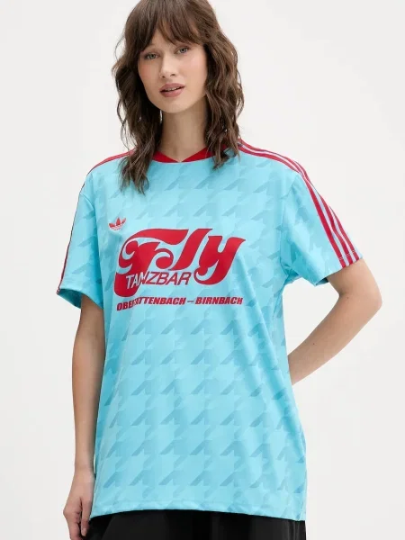 Тениска Adidas Originals с принт от джърси синьо