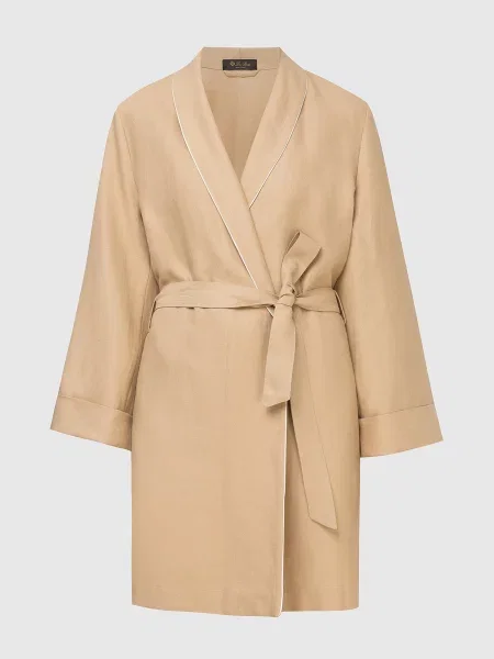 Льняной халат Loro Piana бежевый