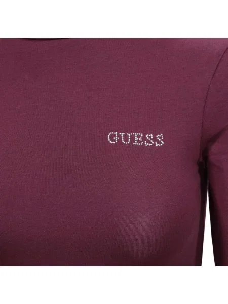 Tricou Guess cu guler înalt roșu