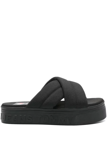 Sandale Tommy Jeans cu platformă cu autograf negru