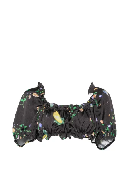 Decupat top Moschino Jeans cu model floral cu imagine negru