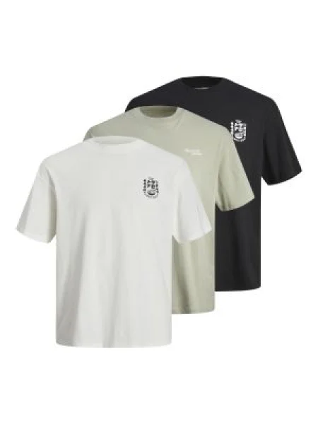 JACK & JONES Tricou JJDirk verde pastel / negru alb