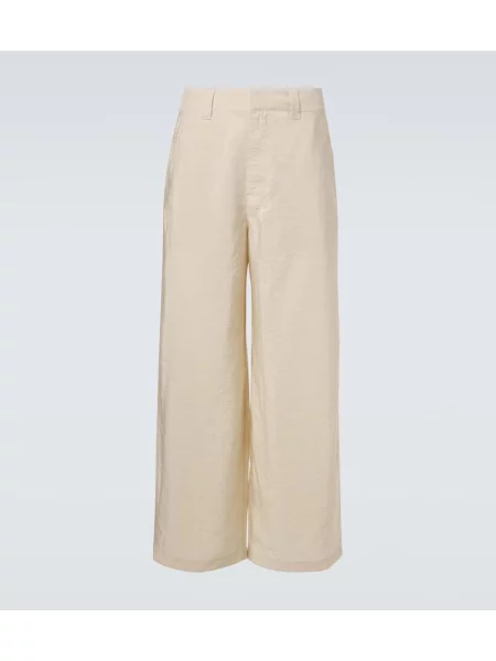 Pantaloni Lemaire de mătase alb