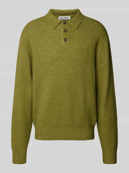 Sweter z dzianiny z elastycznej mieszanki wełny o kroju relaxed fit Review zielony