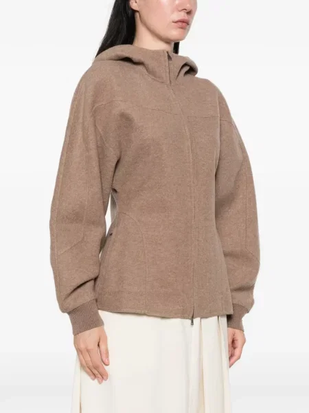 Pulover Max Mara cu glugă maro