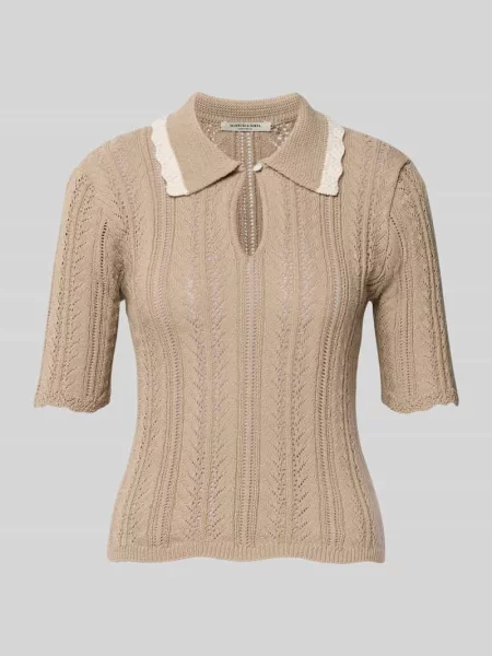 Bluzka z dzianiny z wykładanym kołnierzem i wycięciem w kształcie łezki Scotch & Soda