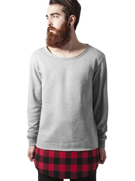 Urban Classics Mikina šedý melír / červená černá