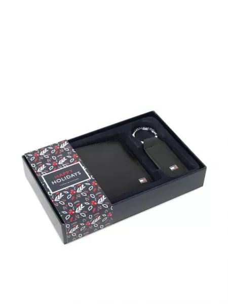 Tommy Hilfiger De piele portofel + breloc negru