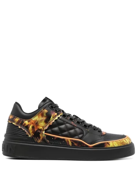 Sneakerși Balmain din piele cu imagine negru