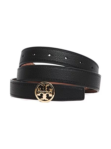 Pasek Tory Burch skórzany z paskiem dwustronny czarny