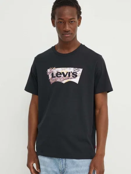Тениска Levi's с принт черно