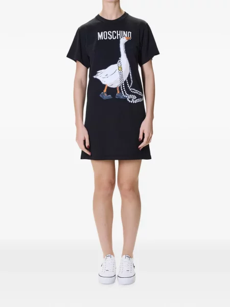 Rochie tip cămașă Moschino cu imagine negru