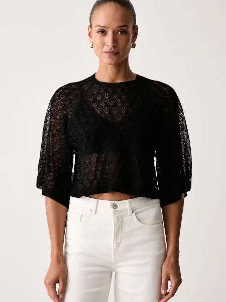 Twinset bluză pentru femei cu vâscoză negru