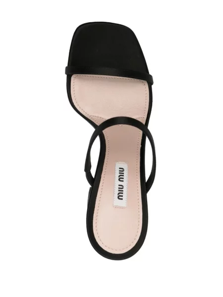 Papuci tip mules Miu Miu din satin negru