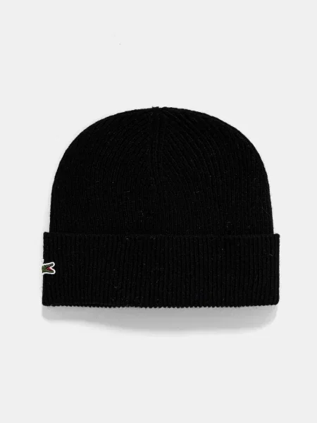 Шерстяна шапка і шарф Lacoste чорний