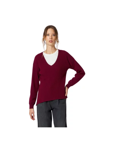 Sweter Manila Grace z kaszmiru asymetryczny czerwony