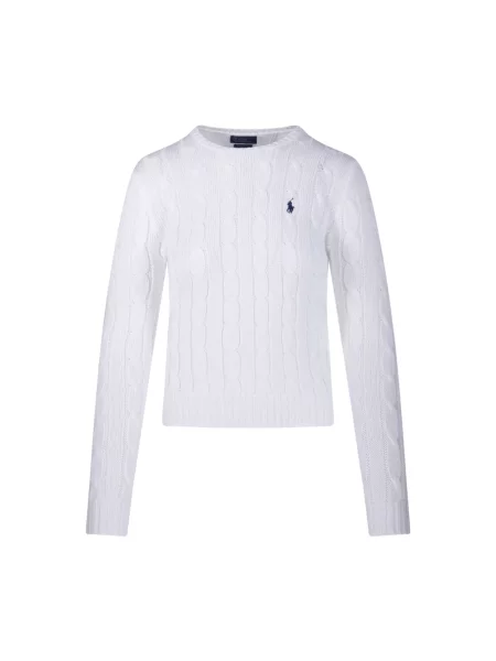 Polo Ralph Lauren Sweter z dzianiny Kobiety niebieski jednolity M biały