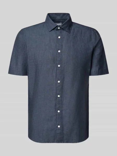 Koszula casualowa o kroju slim fit z mieszanki lnu Jake*s niebieska