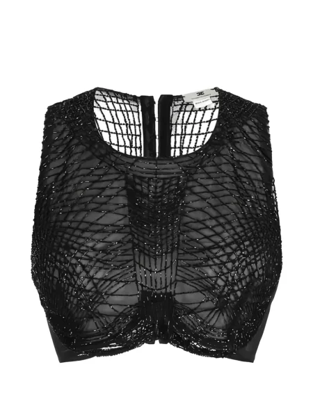 Топ Elisabetta Franchi бродиран черно