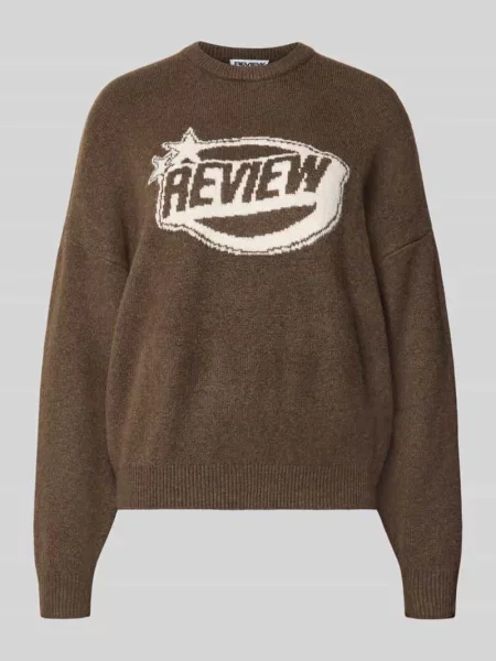 Sweter z dzianiny z nadrukiem z logo Review