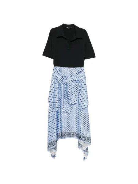 Rochie Maje cu model floral cu imagine asimetrică albastru