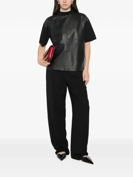 Scurt tricou Max Mara din piele negru