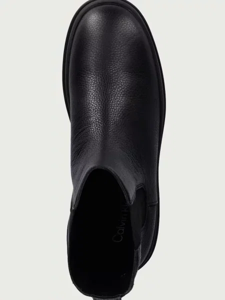 Calvin Klein Bőr bokacsizma fekete