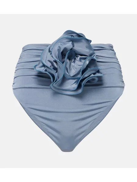 Bikini Magda Butrym cu talie înaltă cu model floral albastru