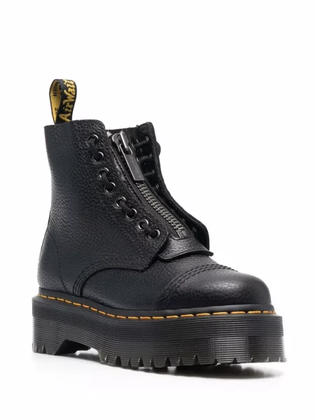 Iš natūralios odos auliniai batai Dr. Martens su platforma juoda