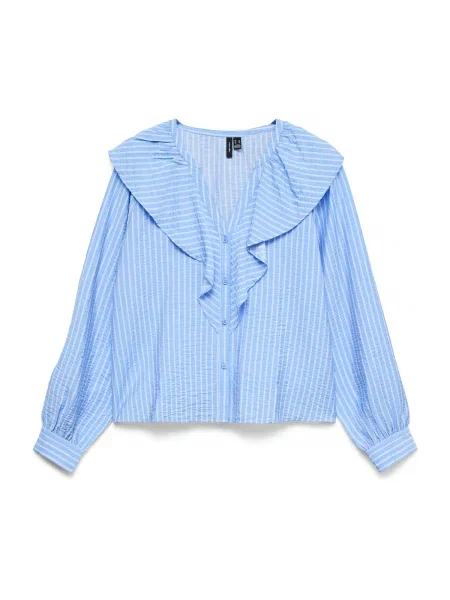 VERO MODA Halenka VMKAJA světlemodrá bílá